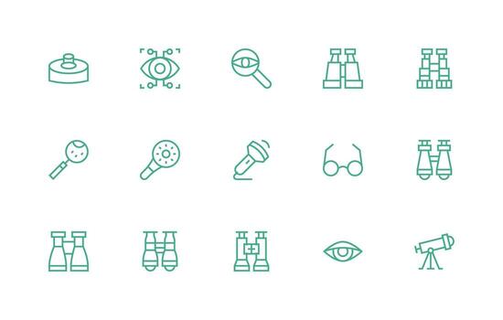 Optical Set with 15 Regular Line Icons Multi-Purpose Icon Pack for Templates vector