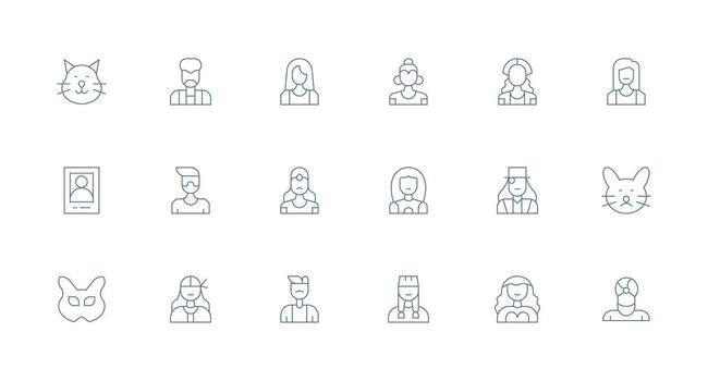 18 Minimal Line Vectors for Portrait Theme Quick Access Icons for UI Development