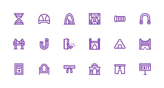 18 Strong Stroke Line Icons for Passage Graphics Simple Icons for Interface and Wireframes vector