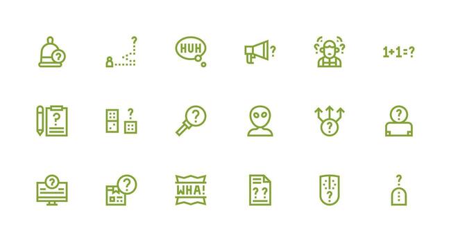 18 Icons for Unknown in Strong Stroke Line Format Sharp Icons for Presentations vector