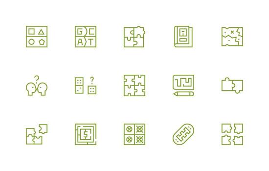 15 Regular Line Icons for Puzzle Graphics Digital Icon Collection vector