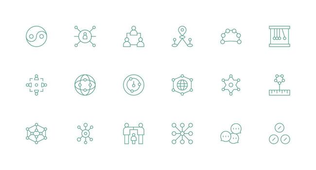 interconectado conjunto con 18 mínimo línea íconos diseño Listo icono conjunto para equipos vector