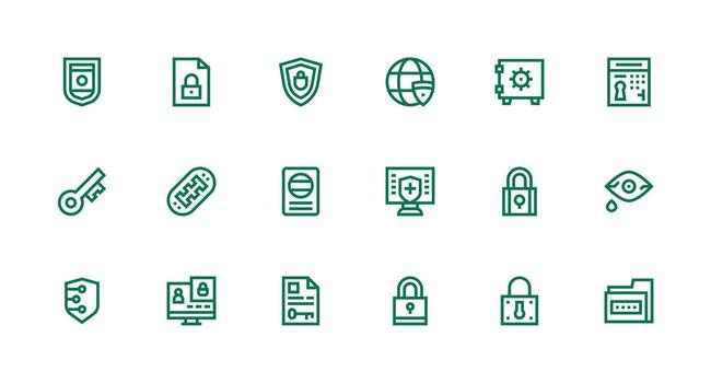 cifrado diseño íconos presentando 18 en fuerte carrera línea estilo web y aplicación icono paquete colección vector