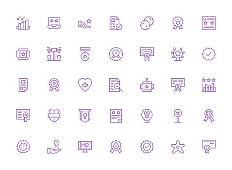 Quality Icon Set with 35 Regular Clean Line Graphics Icon Collection Set vector