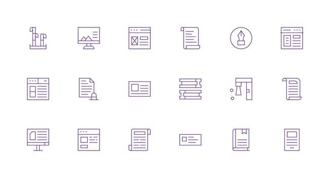 Article Icon Collection with 18 Minimal Line Designs Fully Editable Icon Set for Web vector