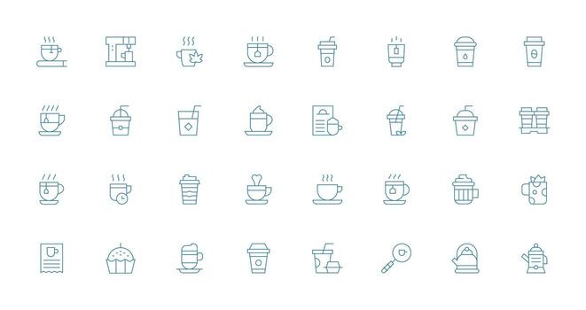 32 Thin Line Designs for Hot Drink Icons Scalable Icons for Cross-Platform Interfaces vector