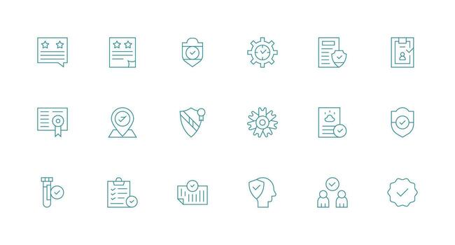 validado icono colección con 18 mínimo línea diseños tablero icono serie vector