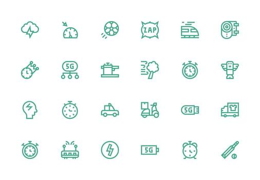 24 íconos para rápido en grueso línea línea formato interfaz icono colección para diario proyectos vector