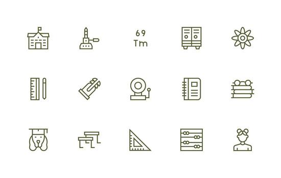 School Visual Pack containing 15 Regular Line Icons Multi-Style Icon Collection vector
