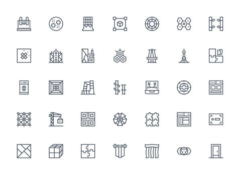 marco de referencia incluso 35 regular limpiar línea ilustraciones esencial íconos para rápido ui edificio vector