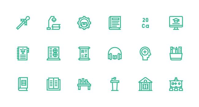 18 fuerte carrera línea íconos para aprendizaje gráficos completar icono conjunto para móvil aplicaciones vector