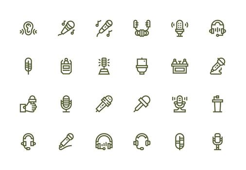 Thick Line Line Icons from Microphone Set with 24 Vectors Icon Set for Projects