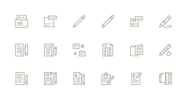 18 mínimo línea vectores para anotación tema interfaz icono colección