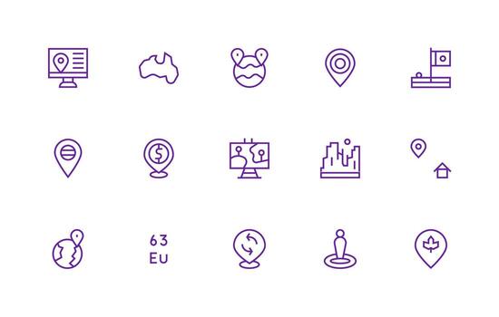 15 Icons for Geographic in Regular Line Format Neutral Style Icons for Any Project vector