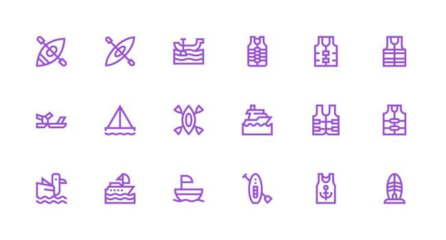 Sailing featuring 18 Icons in Strong Stroke Line Design Optimized Icon Pack for Digital Products vector