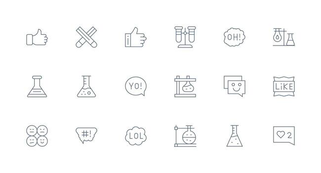 Reaction Icon Collection with 18 Minimal Line Designs Fully Editable Icon Set for Web vector