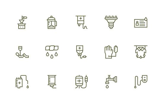 Drip Design Icons featuring 15 in Regular Line Style Clear and Concise Icon Set Collection vector