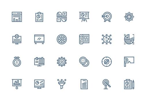 Thick Line Line Icons from Visualization Set with 24 Vectors All Device Compatible Icon Set