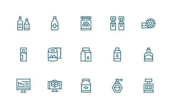15 producto diseño íconos en regular línea estético completamente editable icono conjunto para web vector
