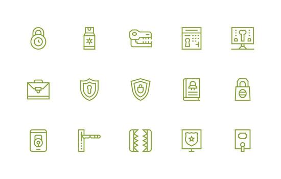 15 Lock Icons in Regular Line Aesthetic Complete Icon Bundle for Web Design vector