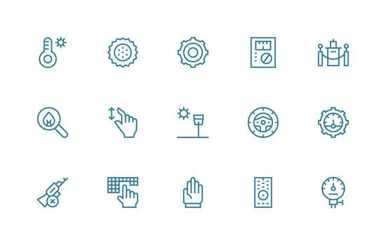 Control Icon Collection with 15 Regular Line Designs Dashboard Icon Series vector