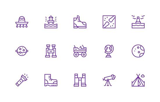 Exploration featuring 15 Icons in Regular Line Design Flexible Icon System for Web Interfaces vector
