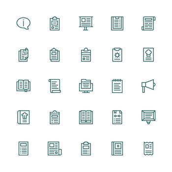 instrucciones diseño íconos presentando 25 en medio carrera contorno estilo optimizado icono paquete para digital productos vector
