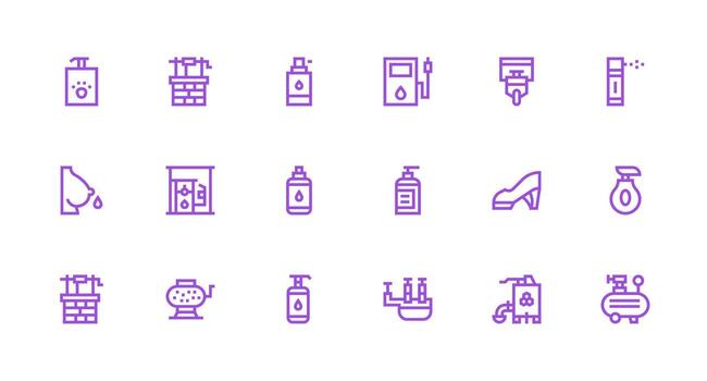 Strong Stroke Line Icons from Pump Set with 18 Vectors Interface Icon Collection