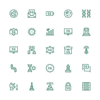 Cellular Icon Set with 25 Medium Stroke Outline Graphics Simplified Icon Pack for Visual Tools vector