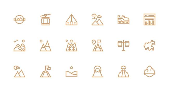 Peak Visual Pack containing 18 Strong Stroke Line Icons Complete Icon Bundle for Web Design vector