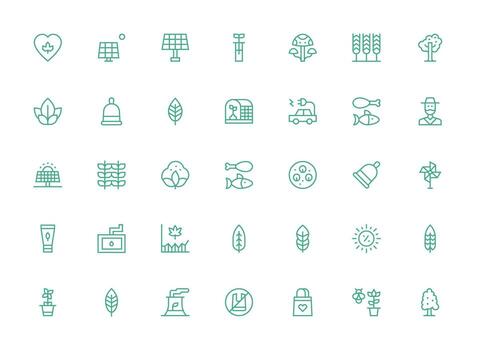 Sustainable Visual Pack containing 35 Regular Clean Line Icons Neatly Designed Icons for Web Platforms vector