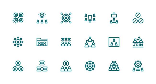 Strong Stroke Line Style Group Icons with 18 Vectors Icon Set for Projects