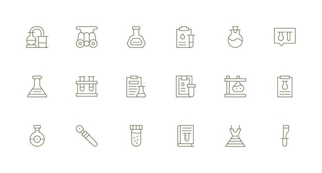Experimentation Icon Collection with 18 Minimal Line Designs Reliable Icons for All Interfaces vector