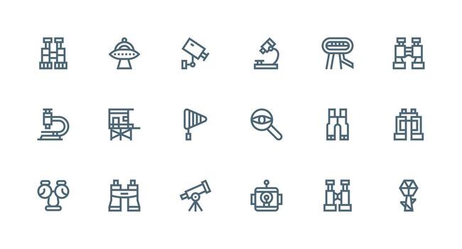 18 Strong Stroke Line Vectors for Observation Theme Clean Icon Collection for Web Use