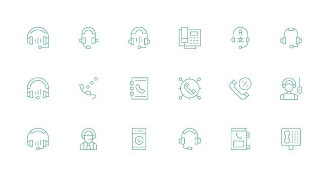 Call Center Set with 18 Minimal Line Icons Professional Icon Pack for Development Work vector