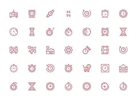 Countdown Design Icons featuring 35 in Regular Clean Line Style Design Icon Pack vector