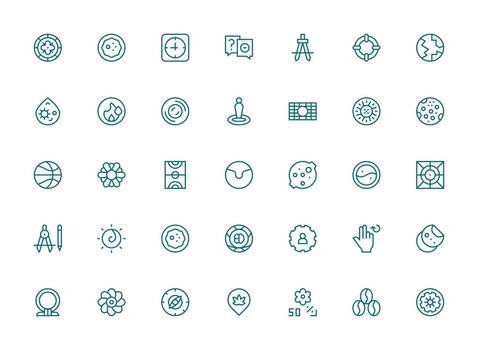 Regular Clean Line Icons from Circle Set with 35 Vectors Pixel Perfect Icon Set