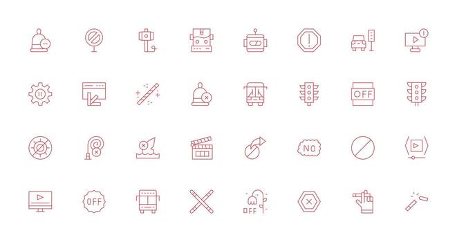 Stop Set with 32 Thin Line Icons Creative Icon Set vector