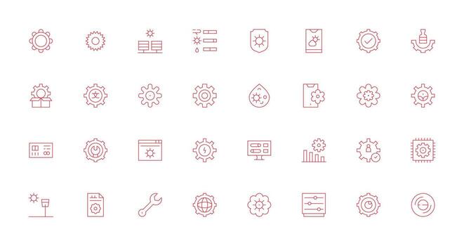 Configuration Icon Set with 32 Thin Line Graphics Compact Icon Pack vector