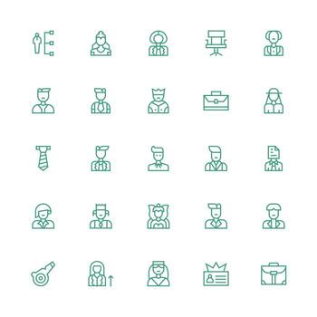 Executive Design Icons featuring 25 in Medium Stroke Outline Style Style Icon Set vector