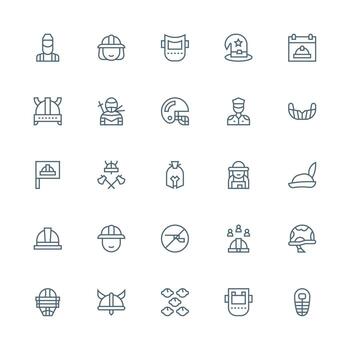 Helmet featuring 25 Icons in Medium Stroke Outline Design Functional Icon Series vector
