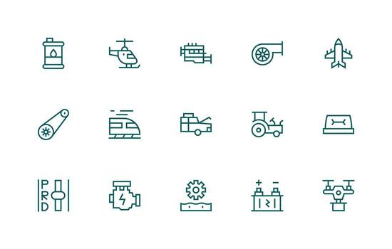 regular línea íconos desde motor conjunto con 15 vectores ligero icono serie