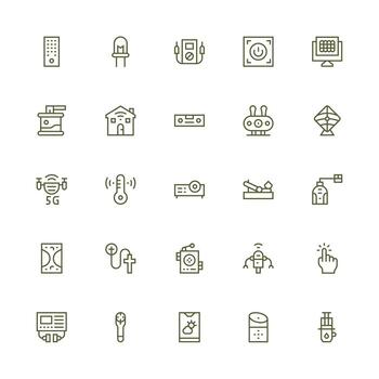 Medium Stroke Outline Style Device Icons with 25 Vectors Icon Pack for Various Themes