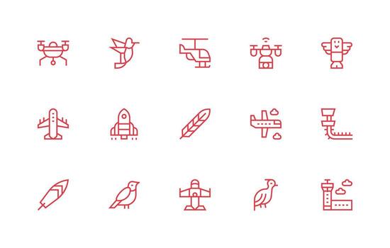 Regular Line Icons from Flight Set with 15 Vectors Essential Icon Set for Teams