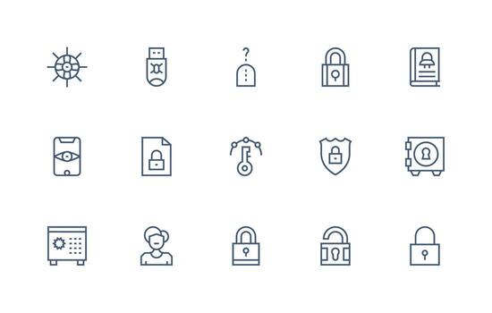 regular línea estilo contraseña íconos con 15 vectores de múltiples fines icono conjunto