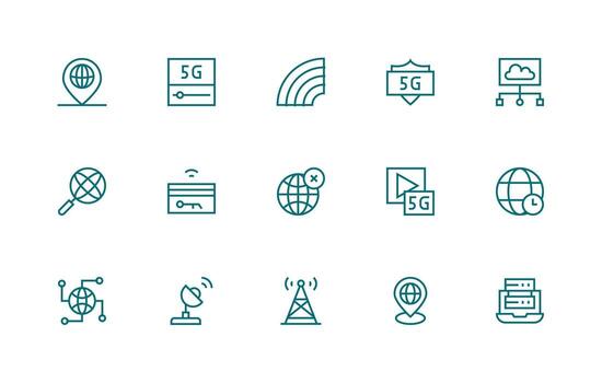 15 regular línea íconos para Internet gráficos ligero icono serie vector