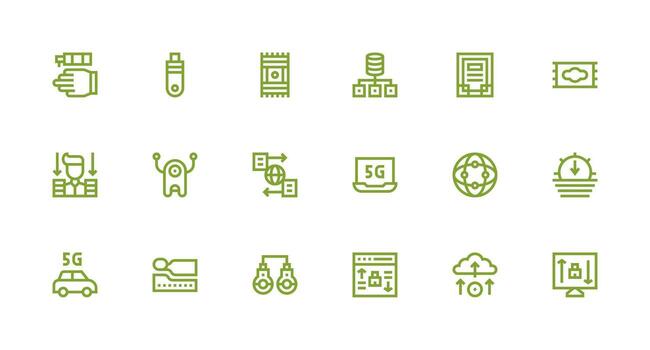 18 fuerte carrera línea estilo íconos desde datos transferir colección personalizable icono serie para móvil pantallas vector