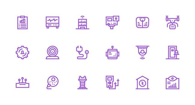 Monitoring featuring 18 Icons in Strong Stroke Line Design Responsive Icon Set for Flexible Layouts vector