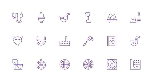 Minimal Line Icons from Drainage Set with 18 Vectors Icons Built for Visual Consistency Pack