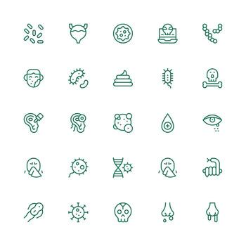 Infection Icon Set with 25 Medium Stroke Outline Graphics Organized Icon Pack for Quick Access vector